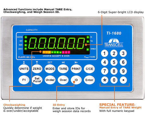 Large Platform Scale TI-1680 Indicator